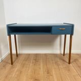 Vintage modernist desk in petrol blue, 1950s/60s.