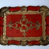 Top in florentine painted wooden gilded and red