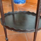 Carved wooden pedestal table with double trays 41 x 72 cm