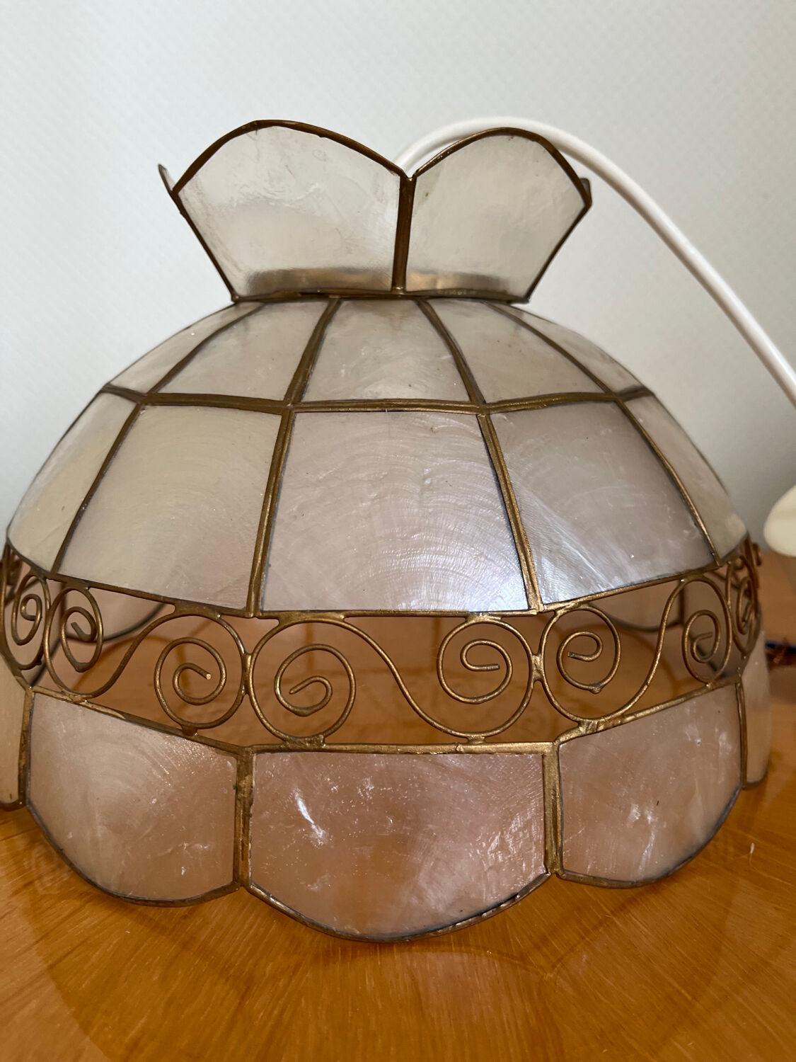 Vintage mother-of-pearl and brass pendant light