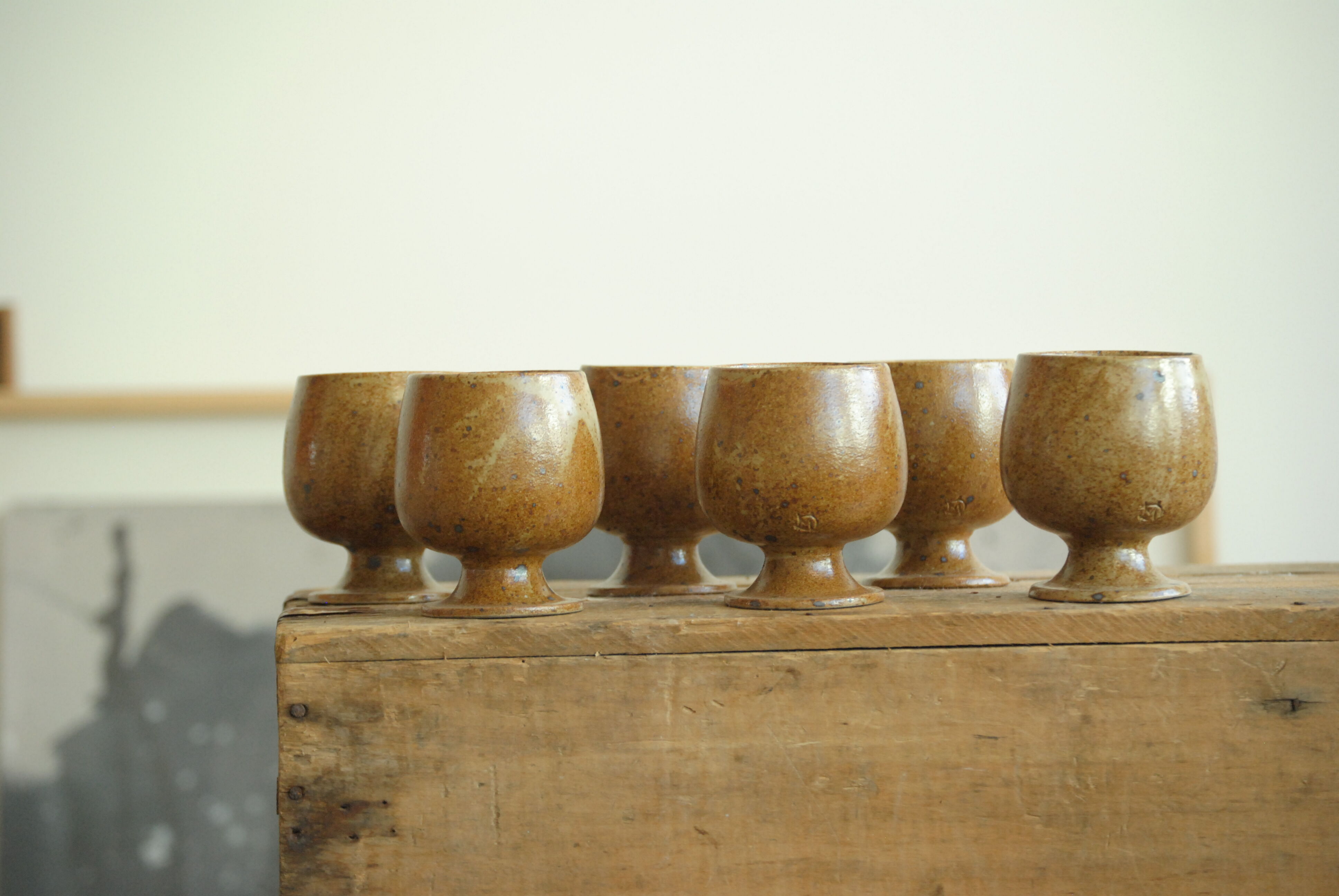 Lot of 6 cups or glasses vintage stoneware mazagrans