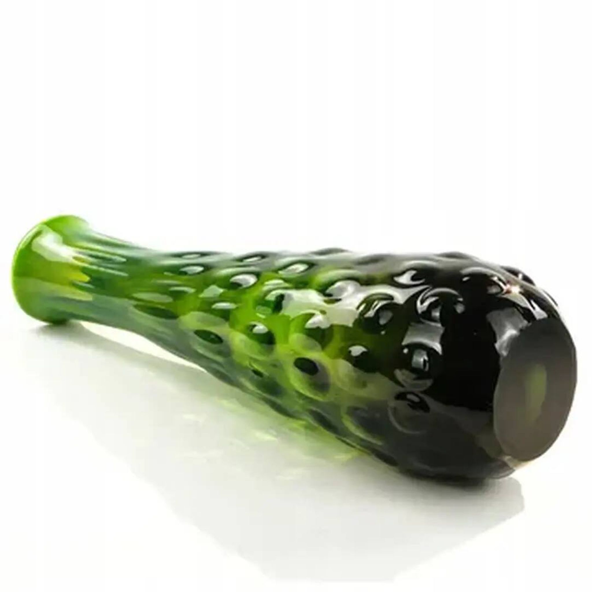 Bean vase, mid-century modern, green glass, design by J. Drost, Ząbkowice, Poland, 1970s