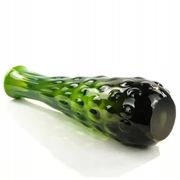 Bean vase, mid-century modern, green glass, design by J. Drost, Ząbkowice, Poland, 1970s