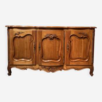 Louis XV style sideboard, 3 doors with lock, glass top.