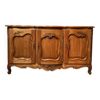 Louis XV style sideboard, 3 doors with lock, glass top.
