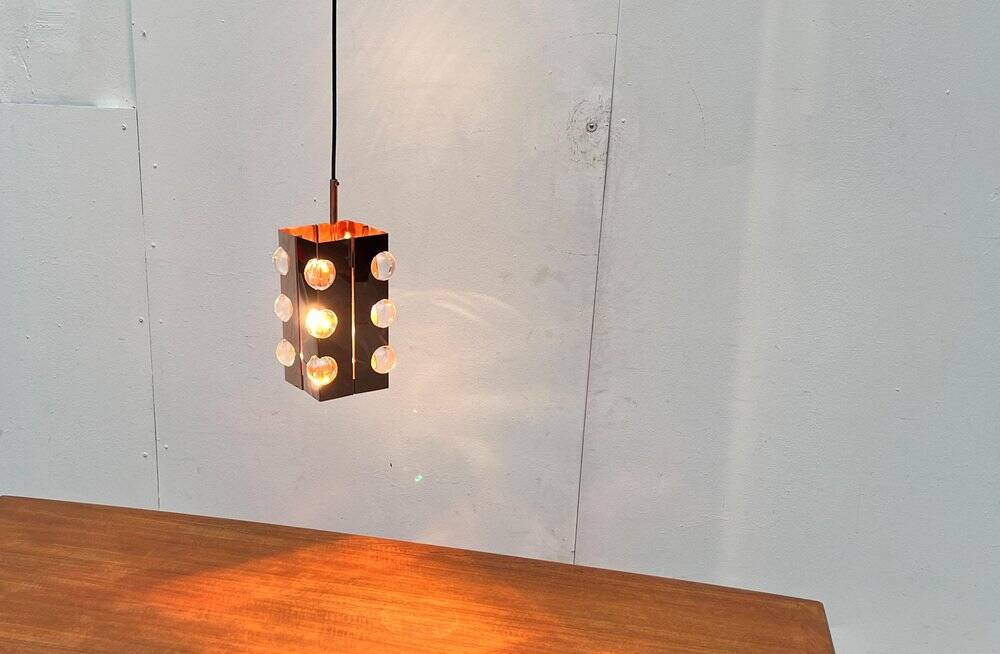 Suspended lamp in acrylic and copper, German mid-century by Cosack, 1960s.