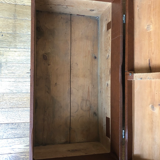 Ancient wooden and faux leather trunk