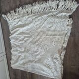 vintage crochet blanket bedspread with fringes on the edges