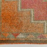 Tapis runner vintage, tons pastel délavés et motifs ethniques, 95x350Cm