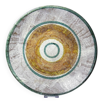 Large ceramic art bowl from the 50s-60s, vintage wall decoration or fruit bowl.