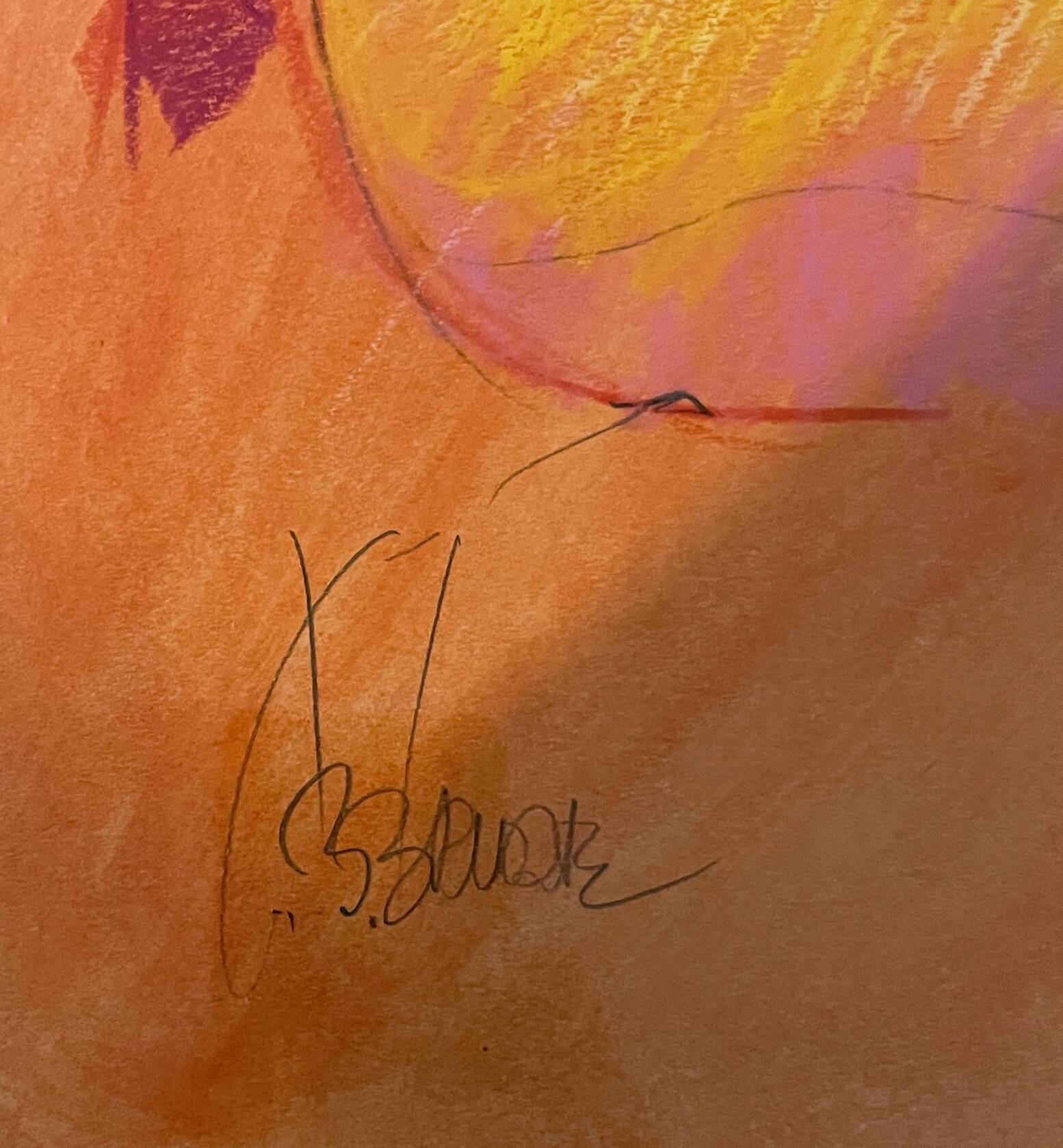 Painting Pastel Claude Blanc-Brude (born in 1932) "Maternity"