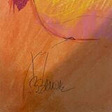 Painting Pastel Claude Blanc-Brude (born in 1932) "Maternity"