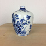 Delft earthenware vase with blue flowers