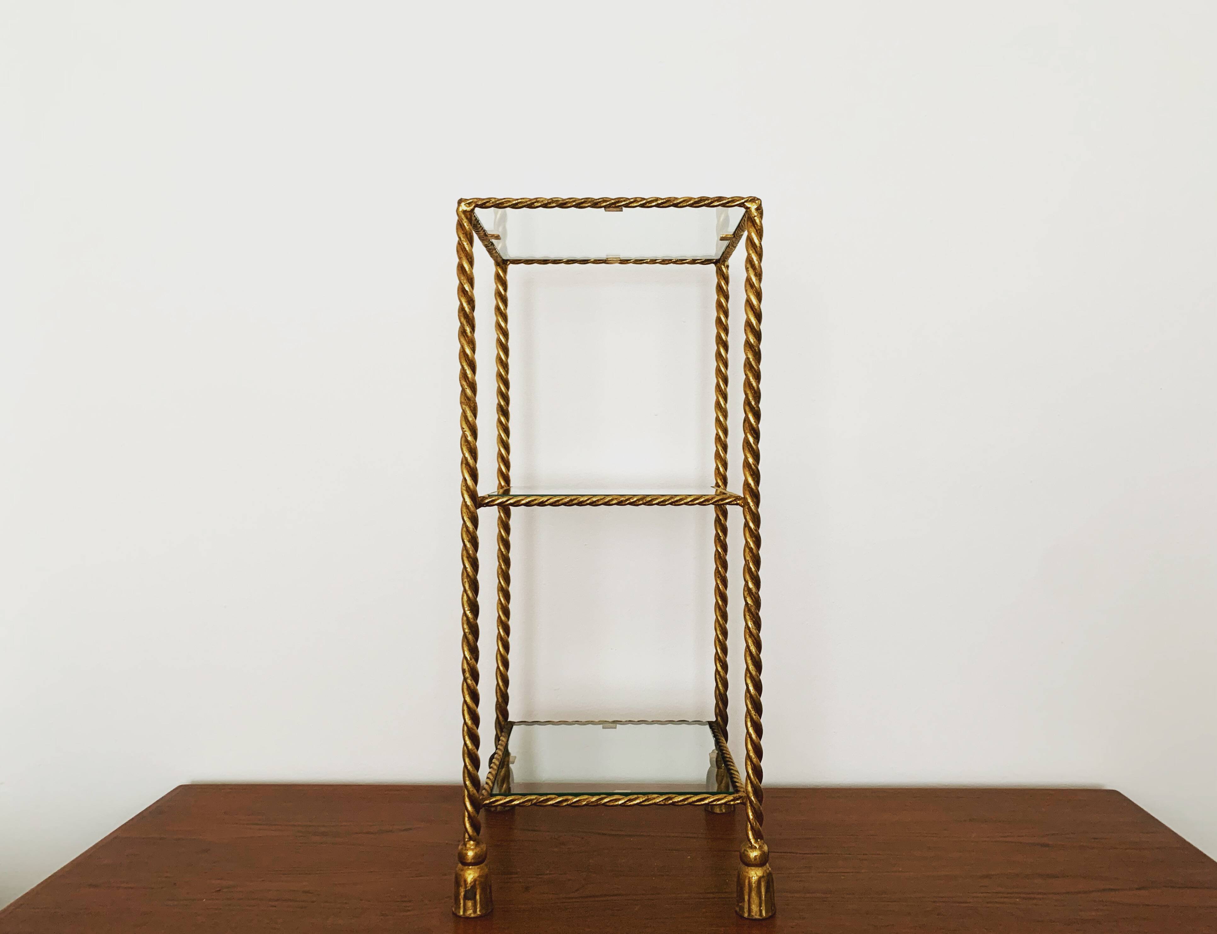 Gilded Italian Hollywood Regency Metal Shelf by Hans Kögl