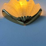 Vintage wall lamp, brass and sandblasted glass, France 1960