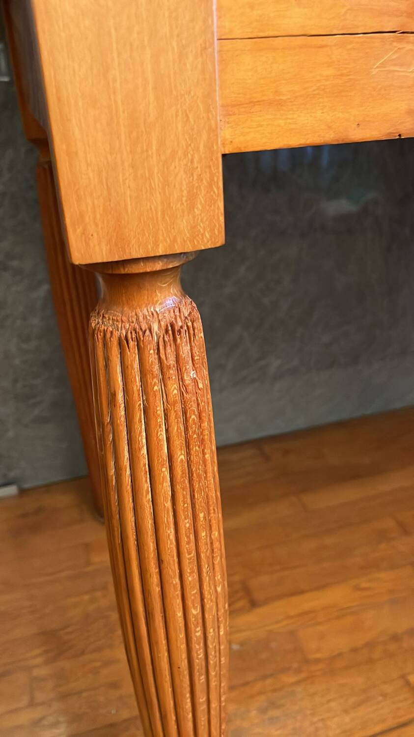 Wooden desk with drawers and storage