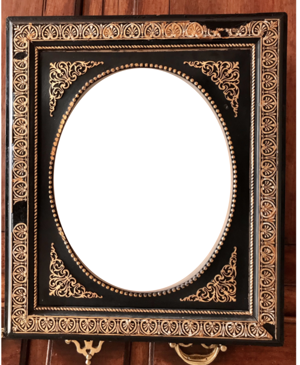 Black and gilded ebonite frame, wood and plaster 19th century
