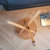 Vintage side table, end table with faux leather top