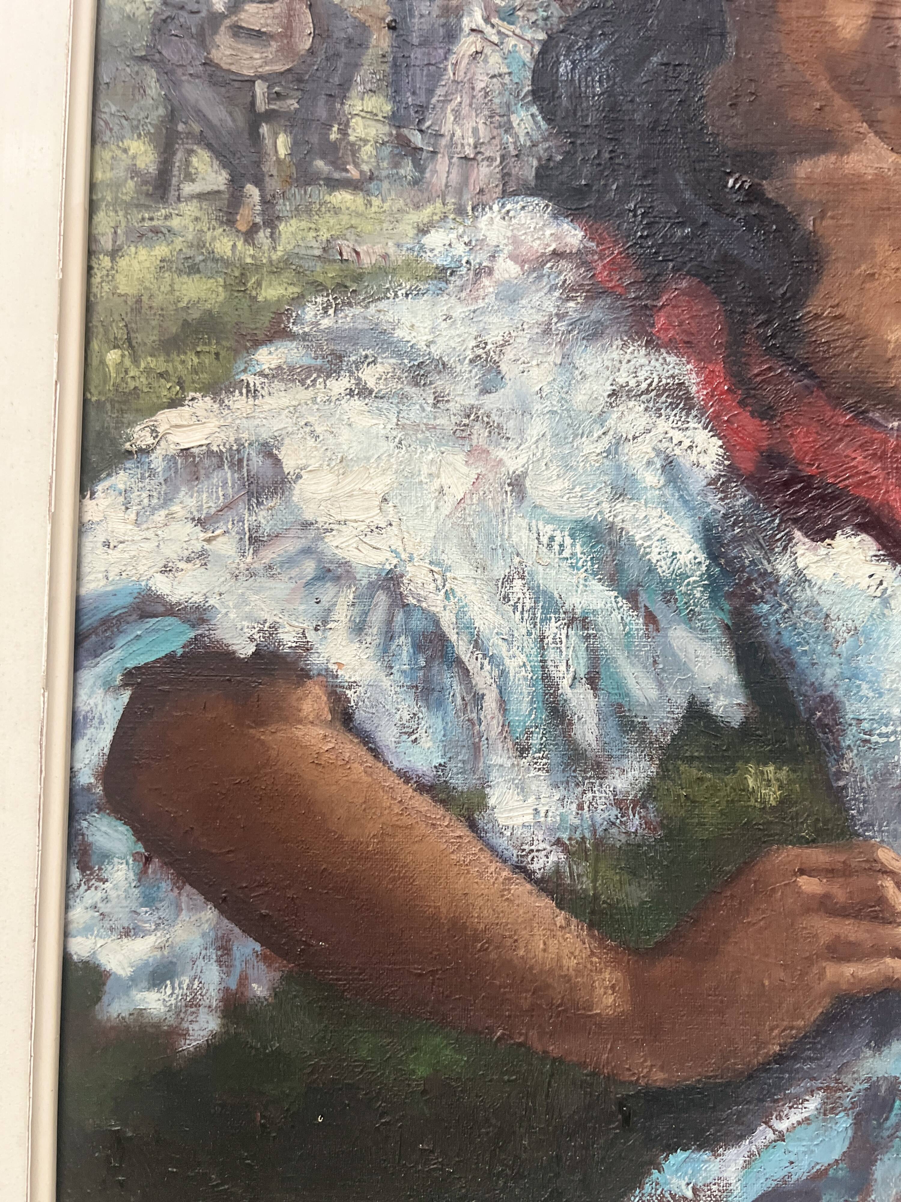 " La Gitane " huile sur toile encadrée. XX siècle