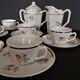 Tea set six cups Limoges porcelain floral decoration