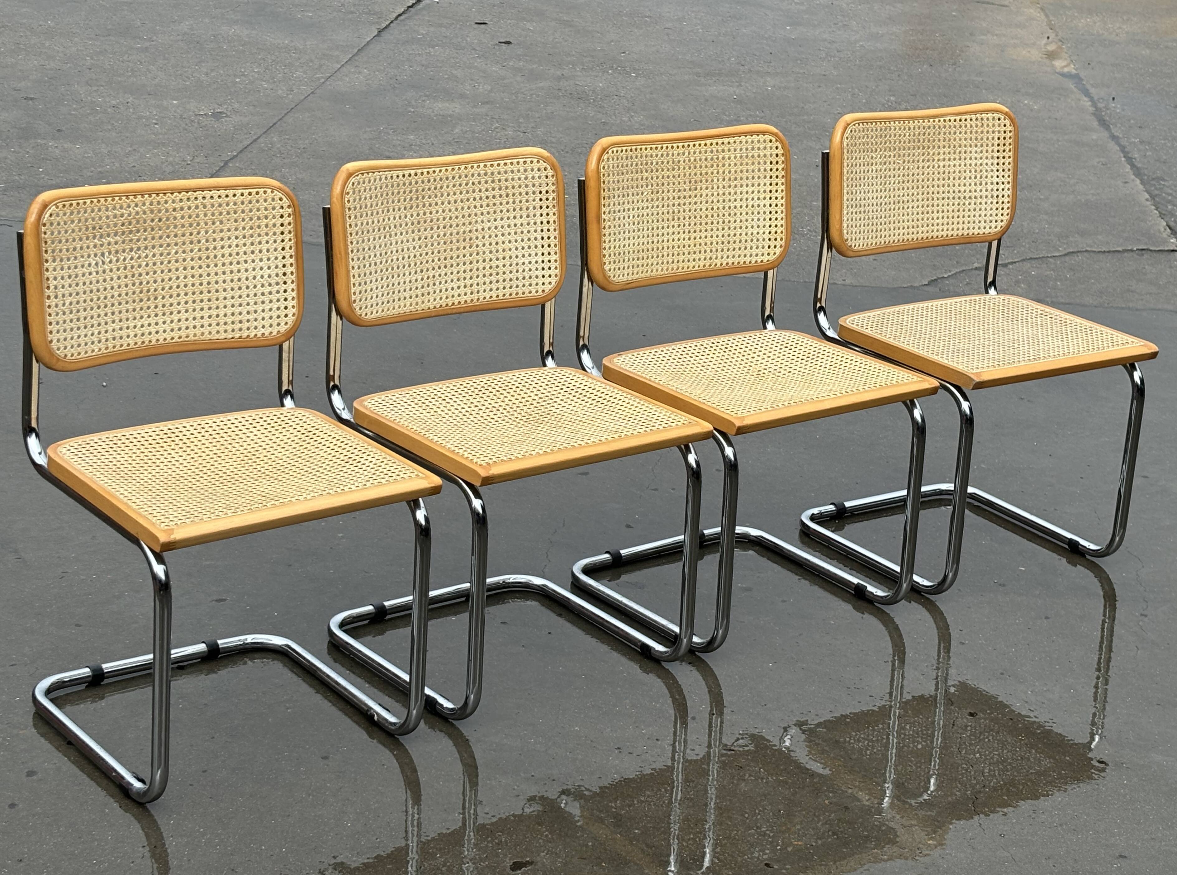 Set of 4 chairs model Cesca B32 designed by Marcel Breuer design