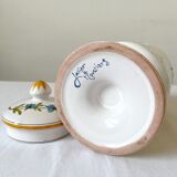 Apothecary pot Rhubarbe signed Lallier earthenware of art of Moustiers