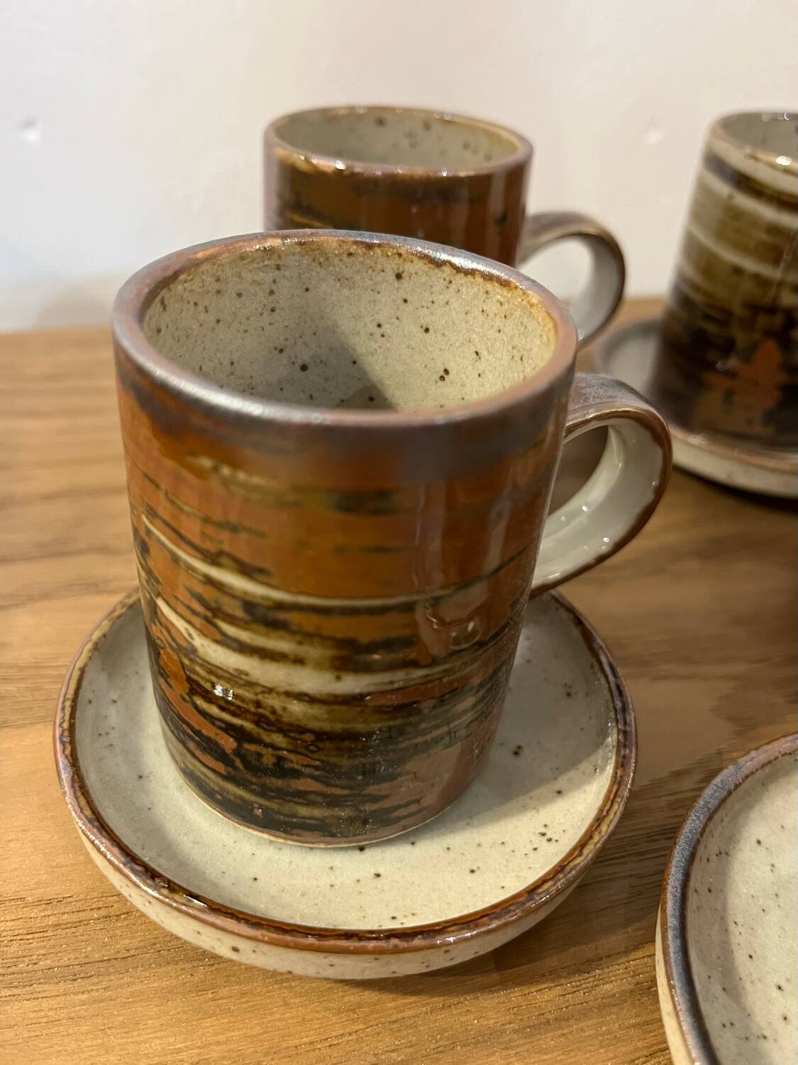 Set of 5 mugs / 2 mocha mugs in stoneware