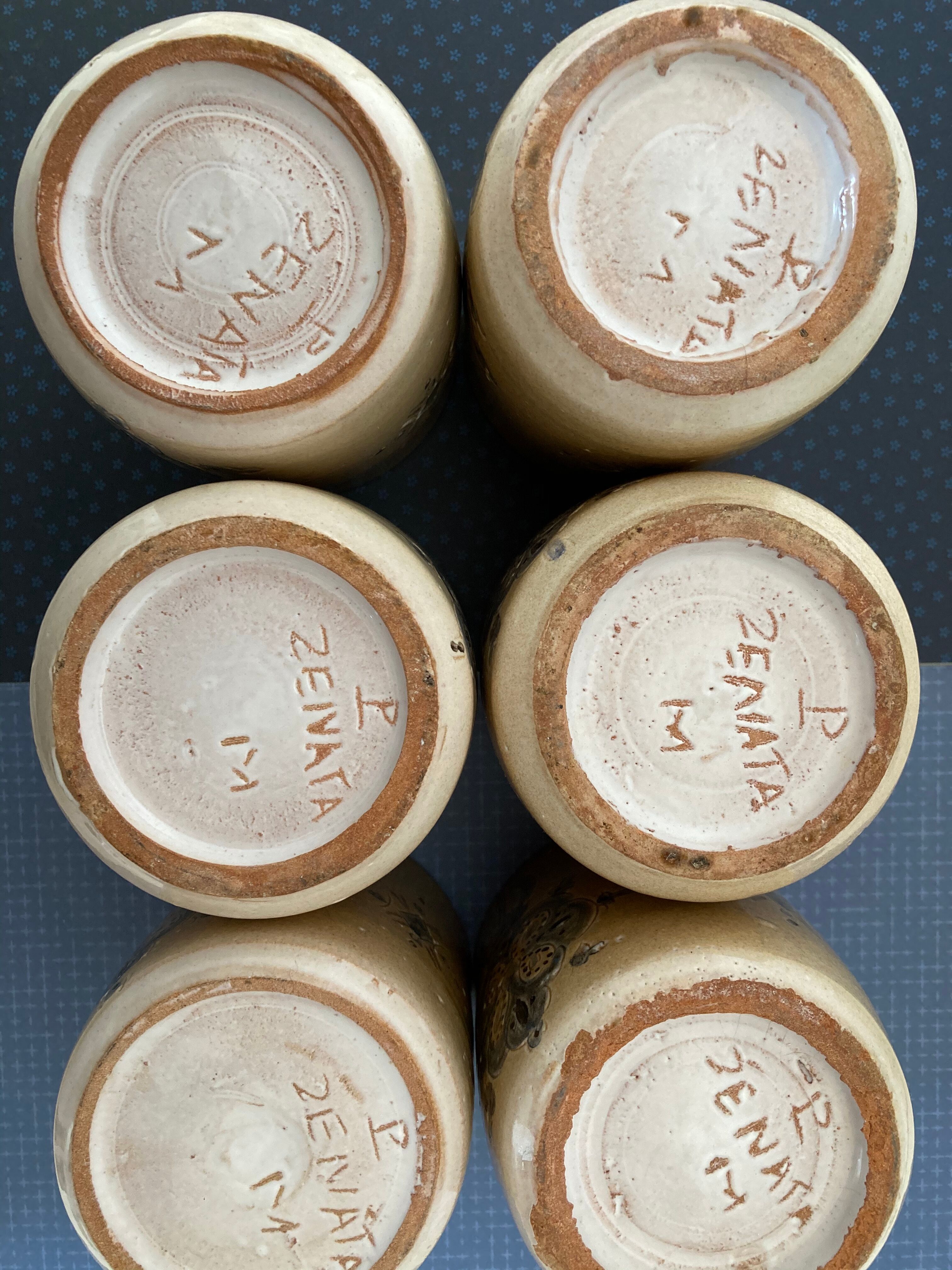 Lot of 6 enamelled terracotta pots - Moroccan pottery