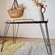 Table basse d'appoint en métal noir et scoubidou, années 50