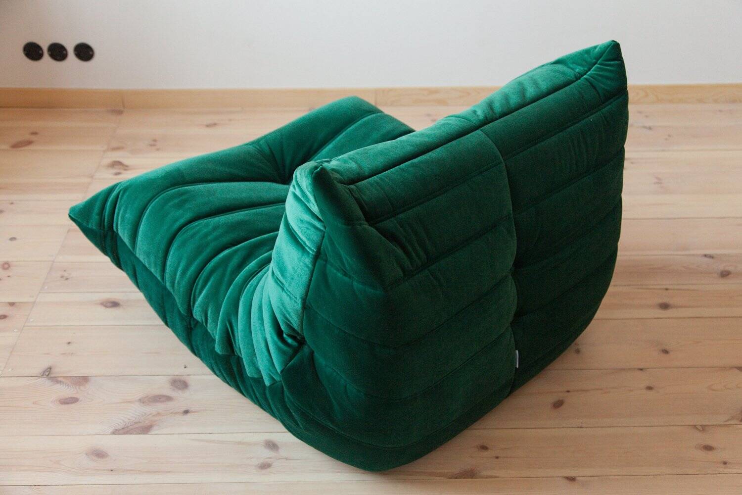 Togo lounge chair in bottle green velvet by Michel Ducaroy for Ligne Roset