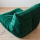 Togo lounge chair in bottle green velvet by Michel Ducaroy for Ligne Roset