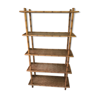 Rattan shelf and bamboo vintage year 50