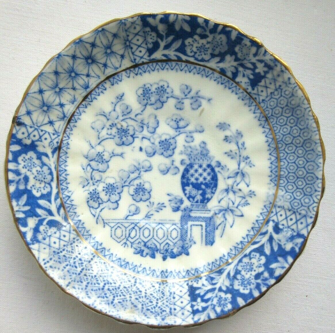 Coffee or teacup on saucer, Lunéville Lace model, in blue
