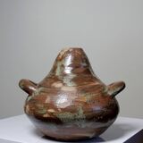 Small handmade brutalist vase in glazed ceramic from the early 2000s