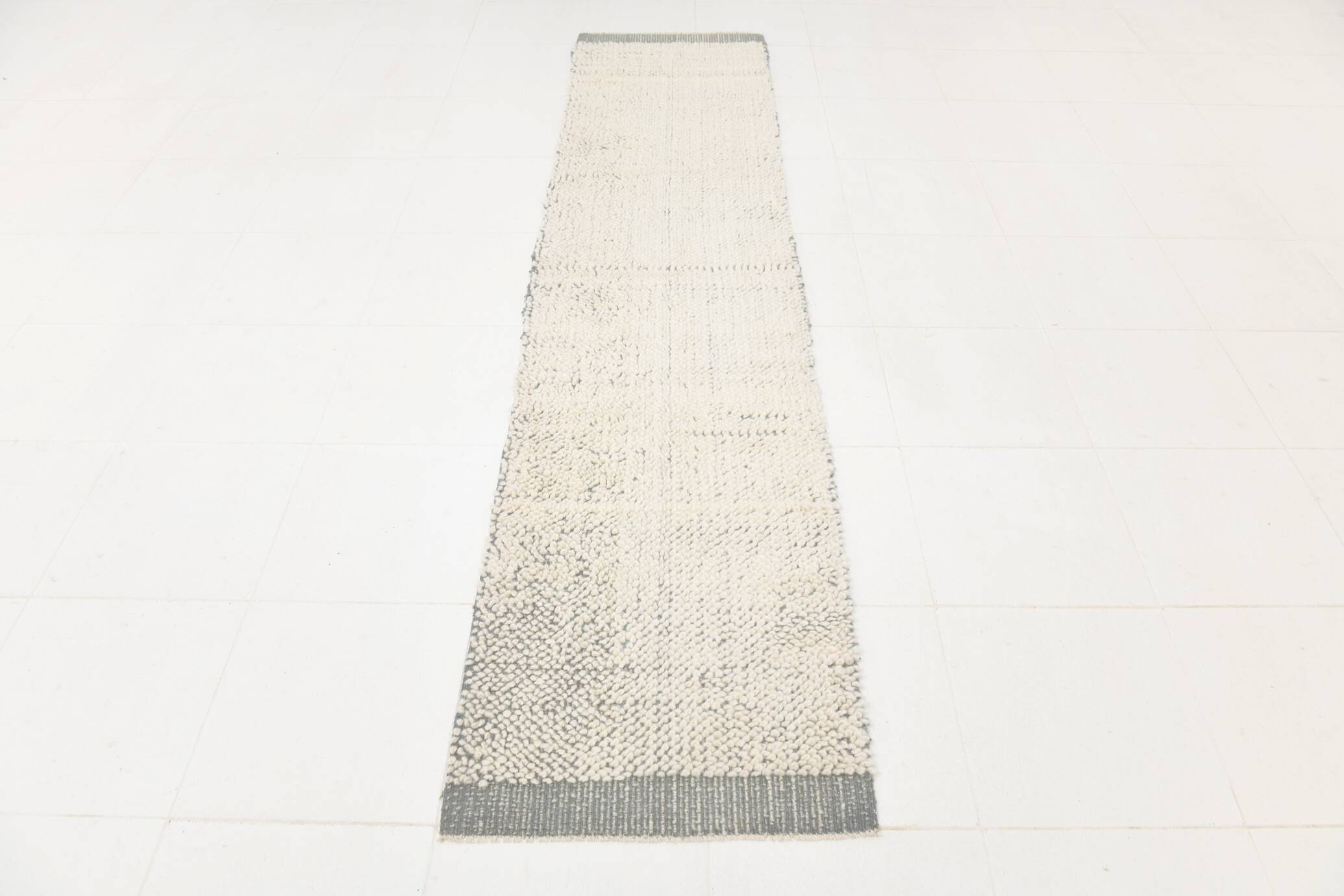 2x9 Moroccan Gray Beige Moroccan Runner Rug, 60x290Cm