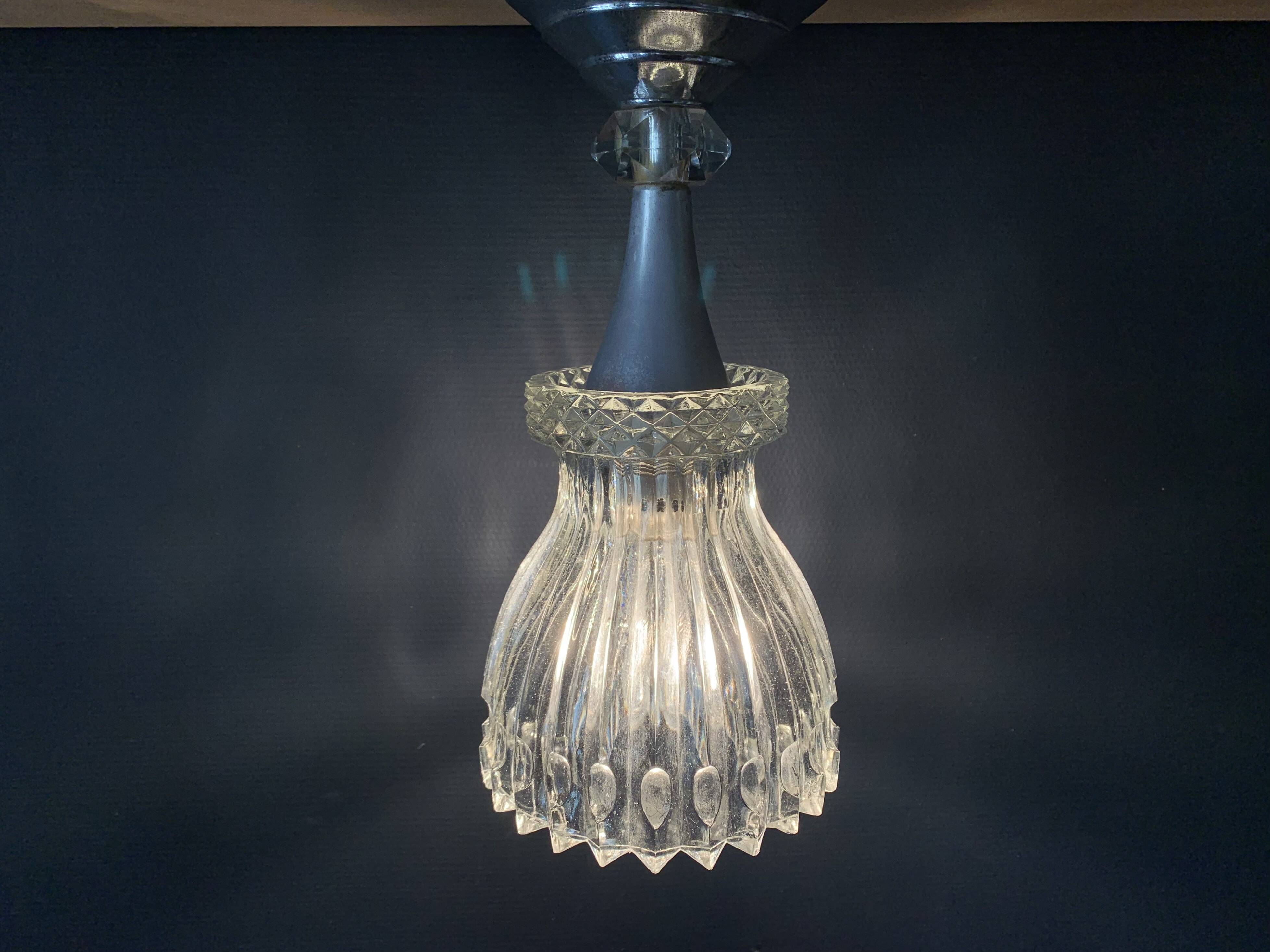 Cut glass and metal ceiling light, 1960s, Germany
