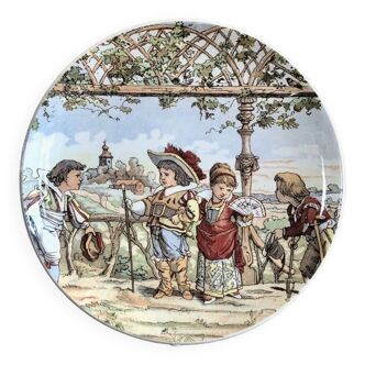 Old plate Sarreguemines UC costumed children