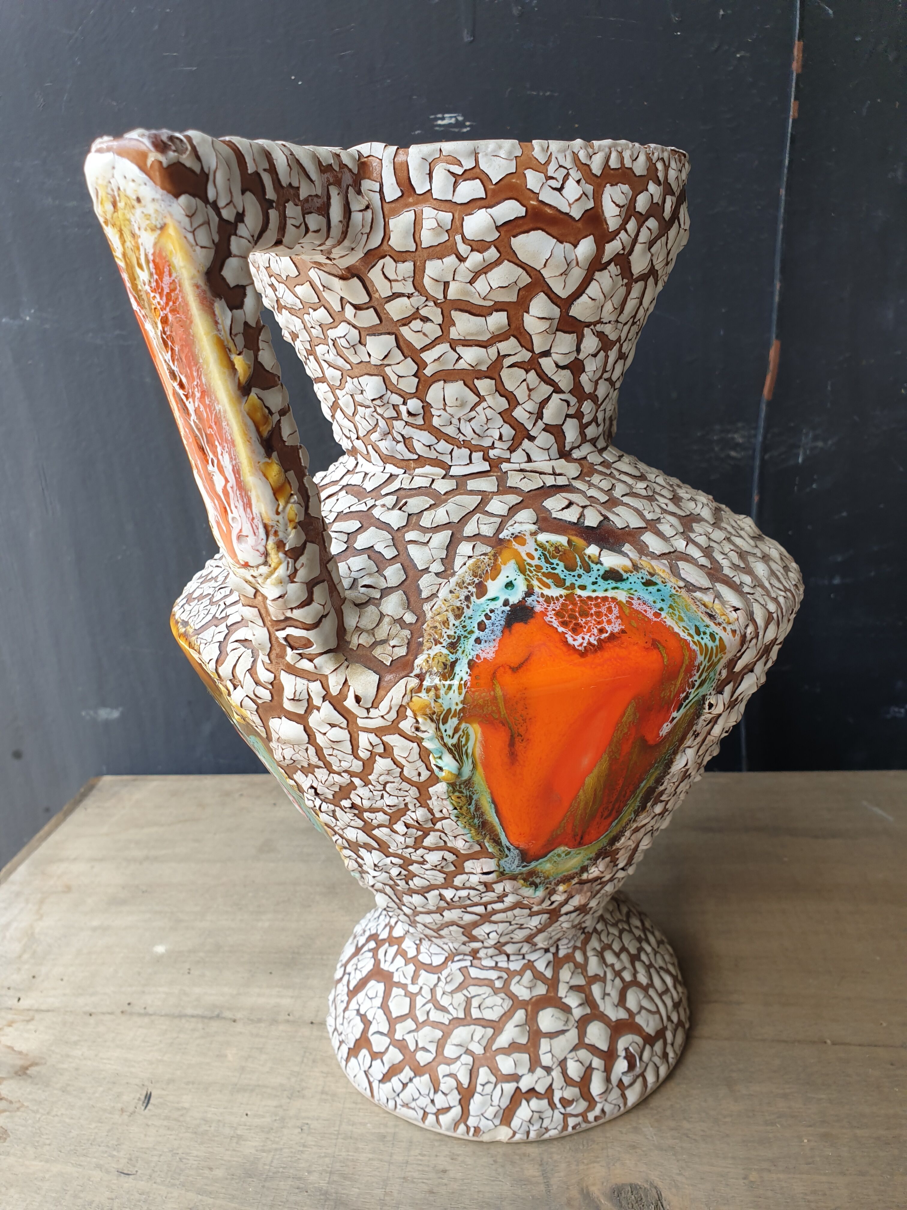 Ceramic amphora vase Vallauris fat lava 1960s