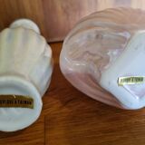 Set of 2 vintage iridescent ceramic mini vases