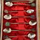 Box of 8 antique silver and stone spoons
