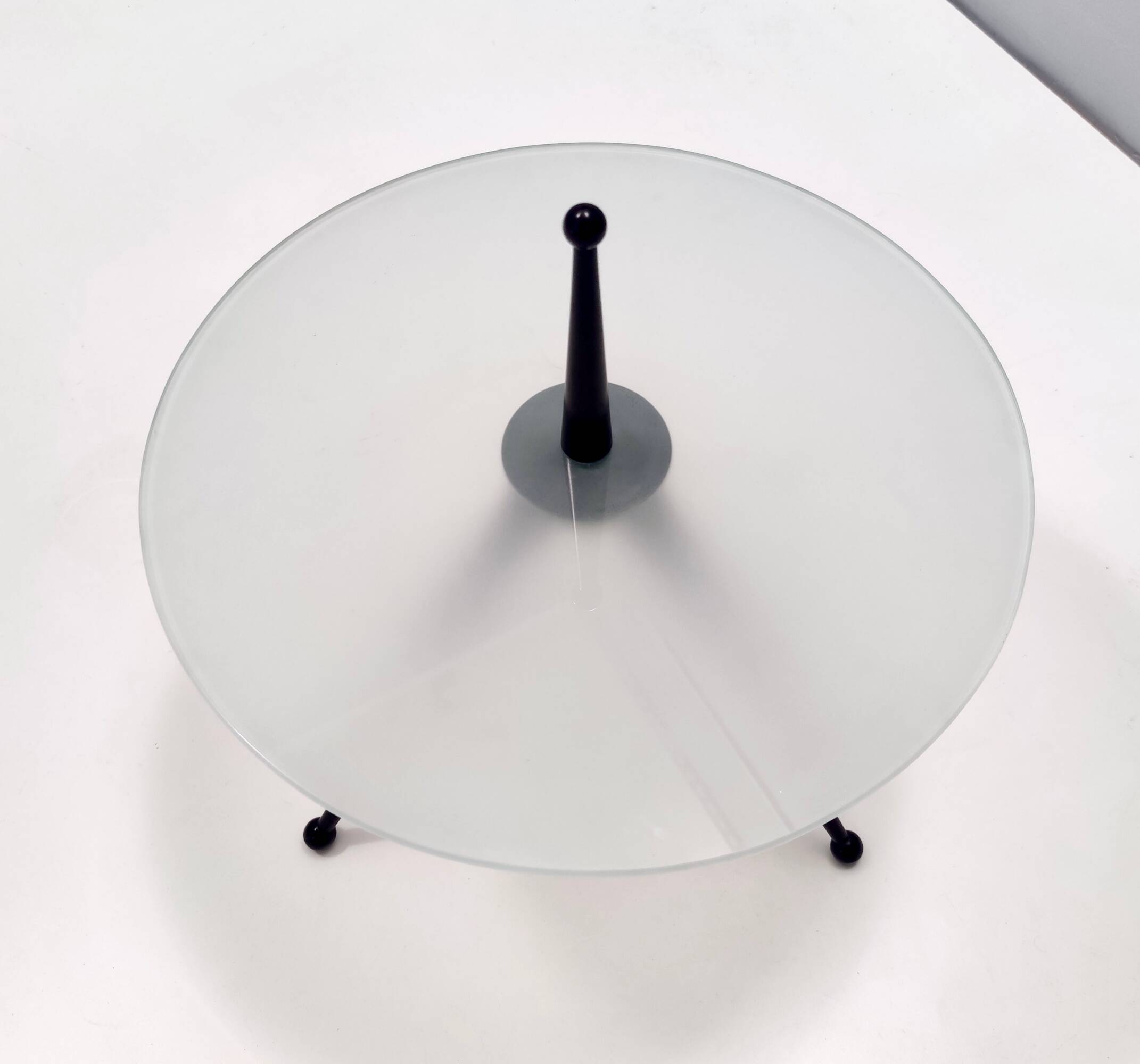 Tripod Beech and Glass Side Table in the Style of Cesare Lacca, Italy, 1980s