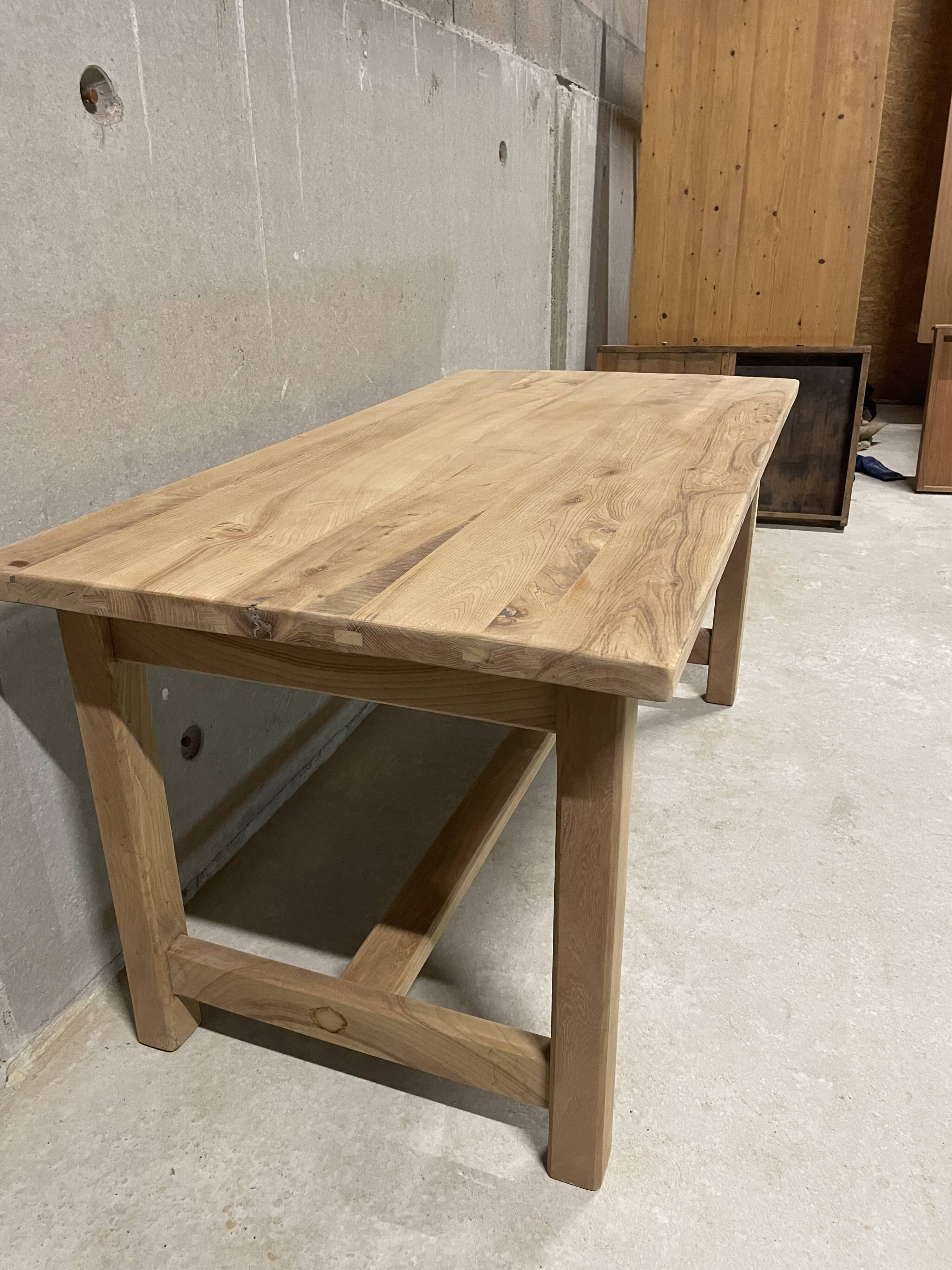 Solid wood table with beautiful natural grains.