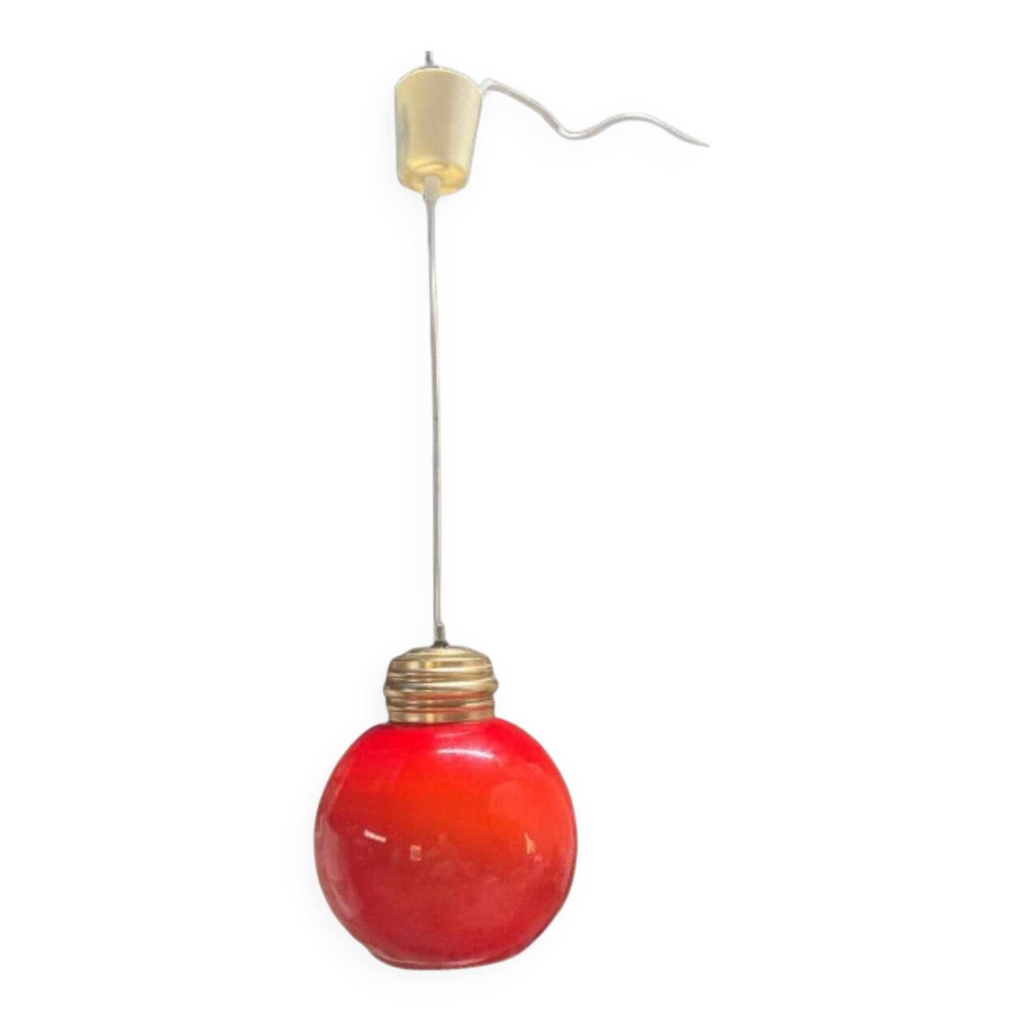 Hanging globe in red opaline glass, 1970s