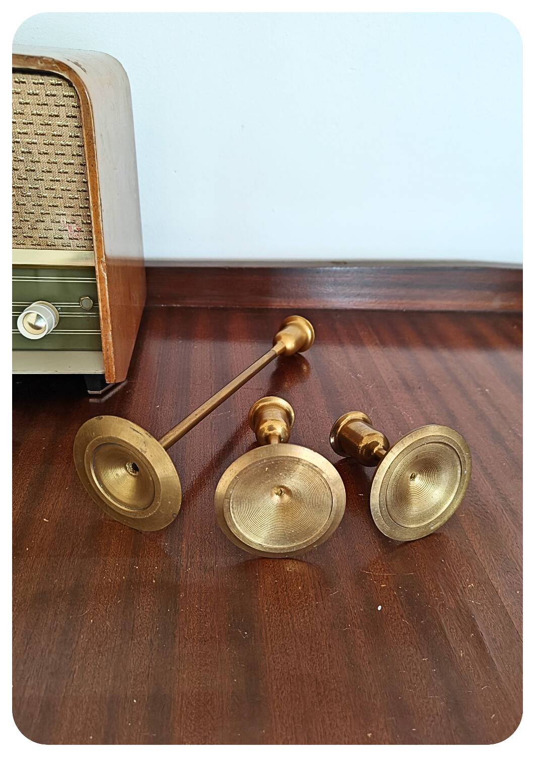 Bougeoirs vintage en laiton en forme de tulipe - lot de 3
