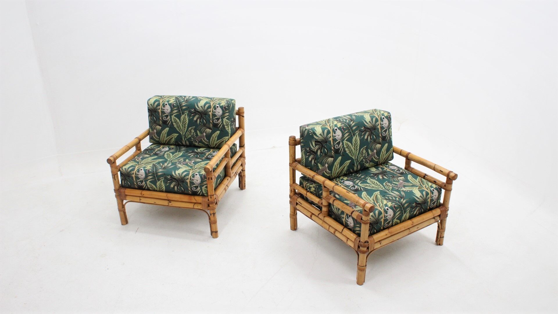 Vintage rattan armchairs Vivai del Sud 1970s , set of 2