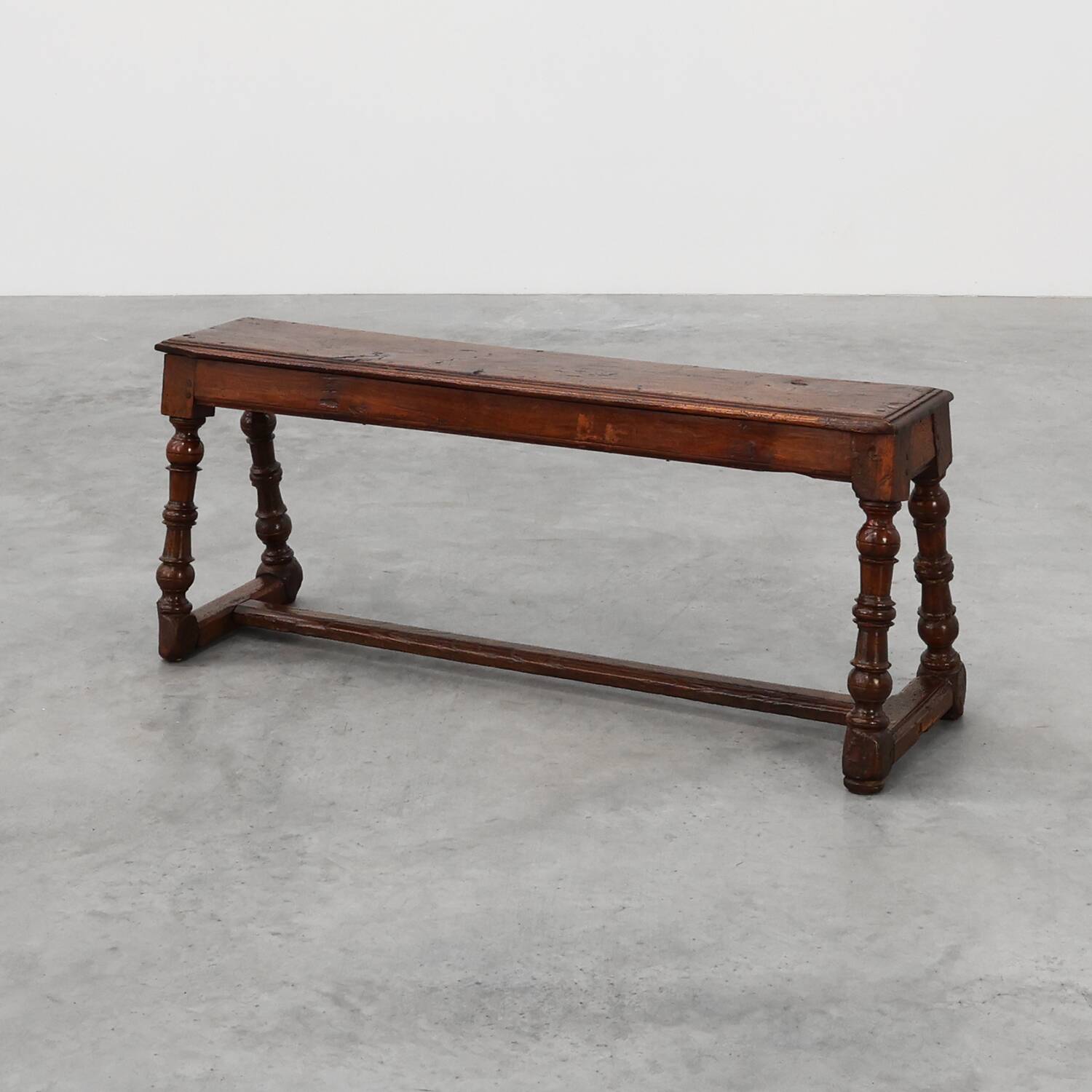 Antique English oak farmhouse bench, UK ca. 1850