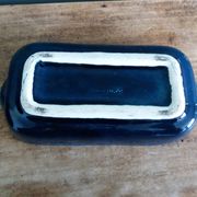 Vallauris stamped pocket emptier in flamed stoneware