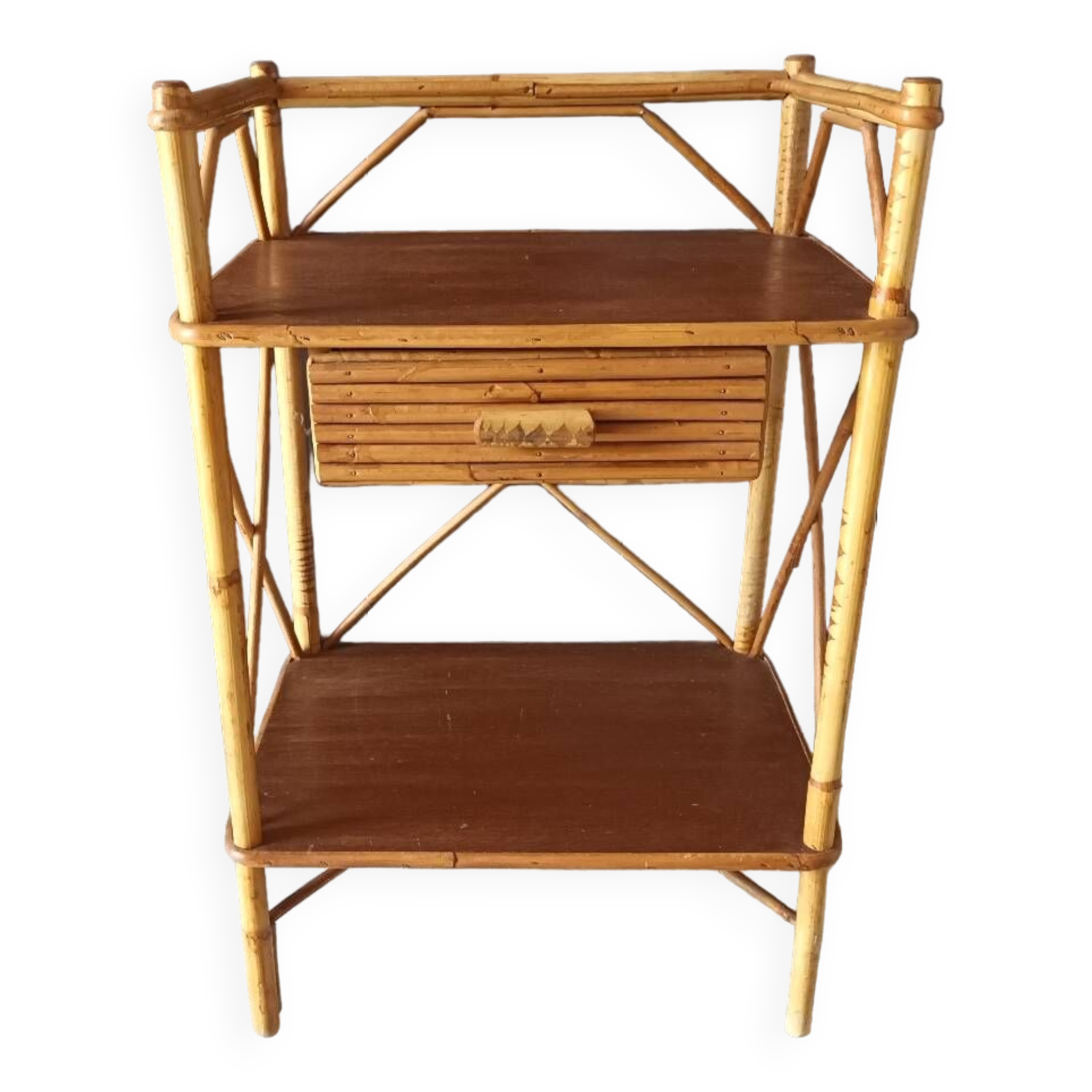 Vintage rattan bedside table