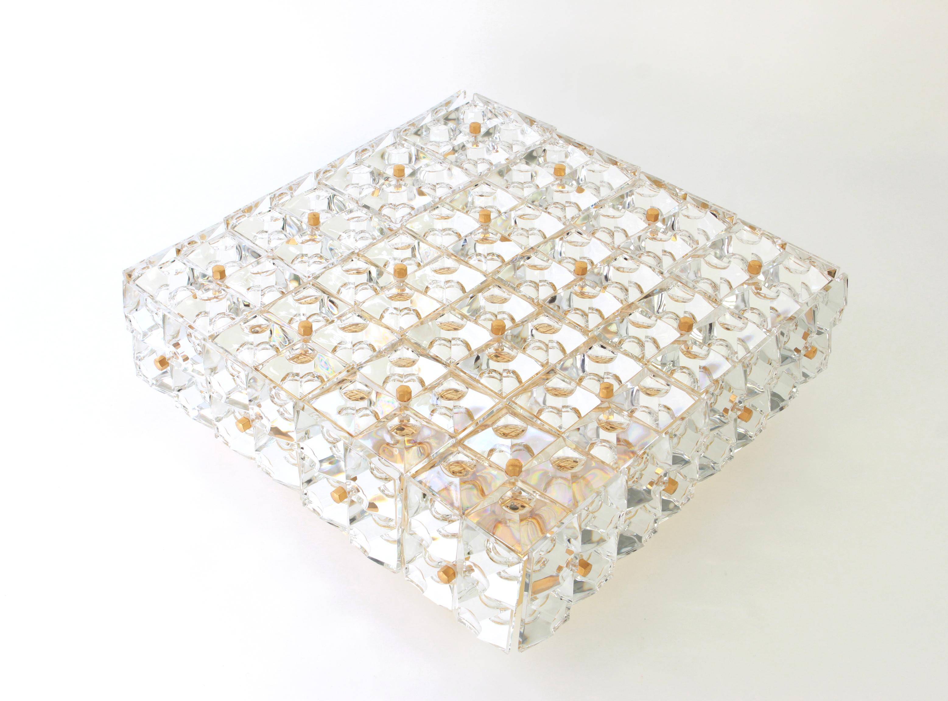 Large faceted crystal ceiling light by Kinkeldey, Germany, 1970s.