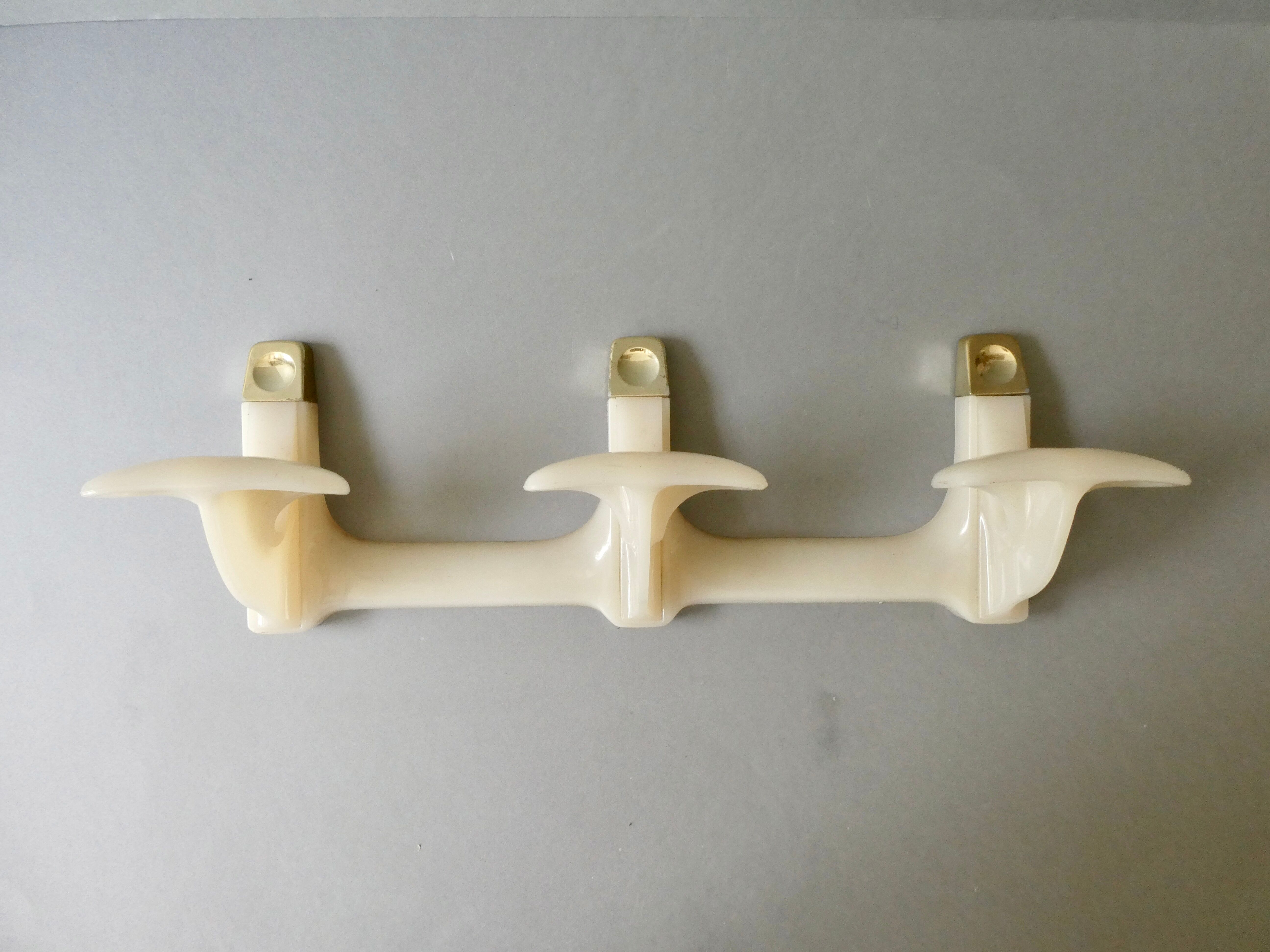 Wall coat rack with 3 hooks, 70s